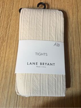 Lane Bryant brand tights in a cream-colored ribbed texture. NWT